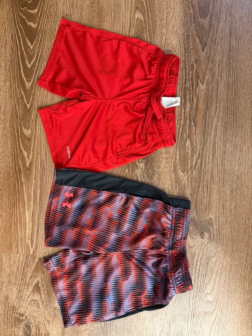 Under Armour Boys' Red Solid & Red-Black Patterned Athletic Shorts Set